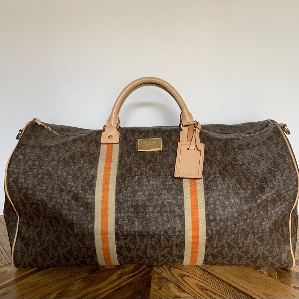 Michael Kors Jet Set Large Leather Weekender Duffle Bag